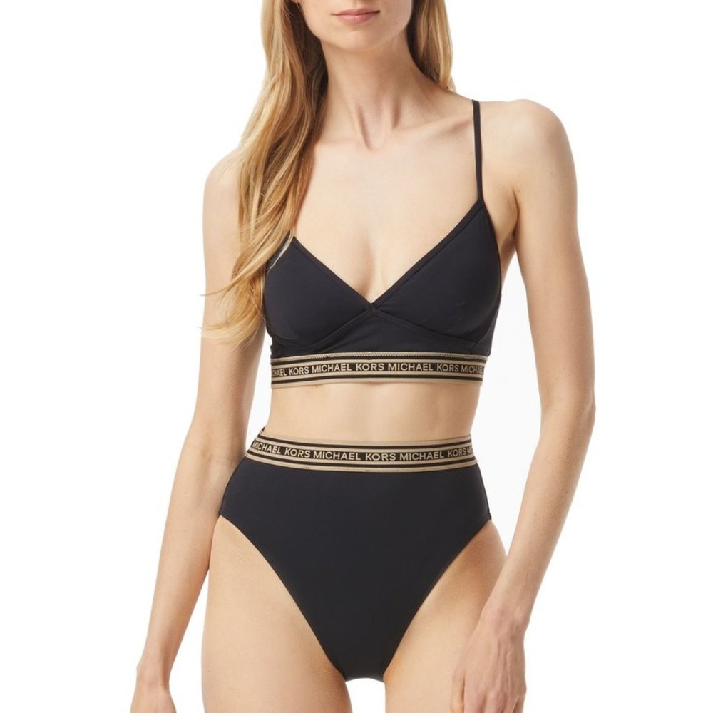 Michael Kors Logo Elastic Sporty Bralette Bikini L (❤️ ω ❤️)